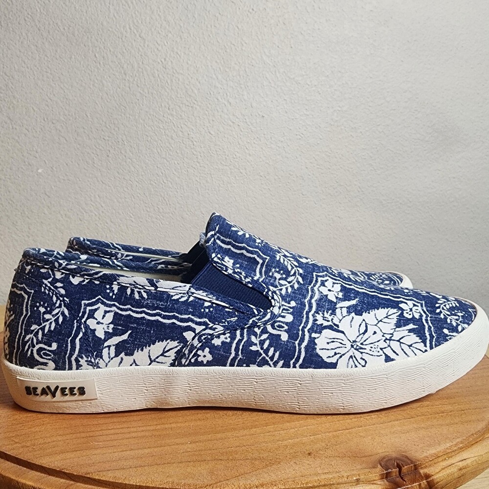 SeaVees Reyn Spooner Baja Shoes Mens Size 9.5 Hawaiian Floral Canvas Slip On
